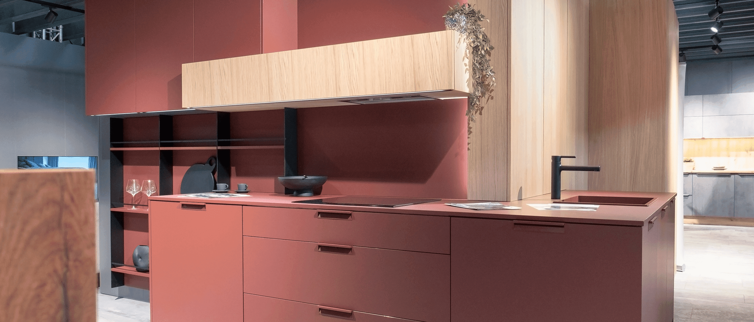 Kuchyňa NaNoTeQ MaTT Bordová | Dyha Dub Prírodný